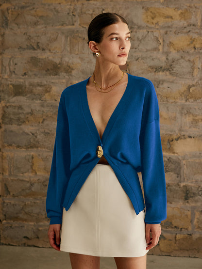 Cardigan Femme Hiver Doux avec Boutons Dorés