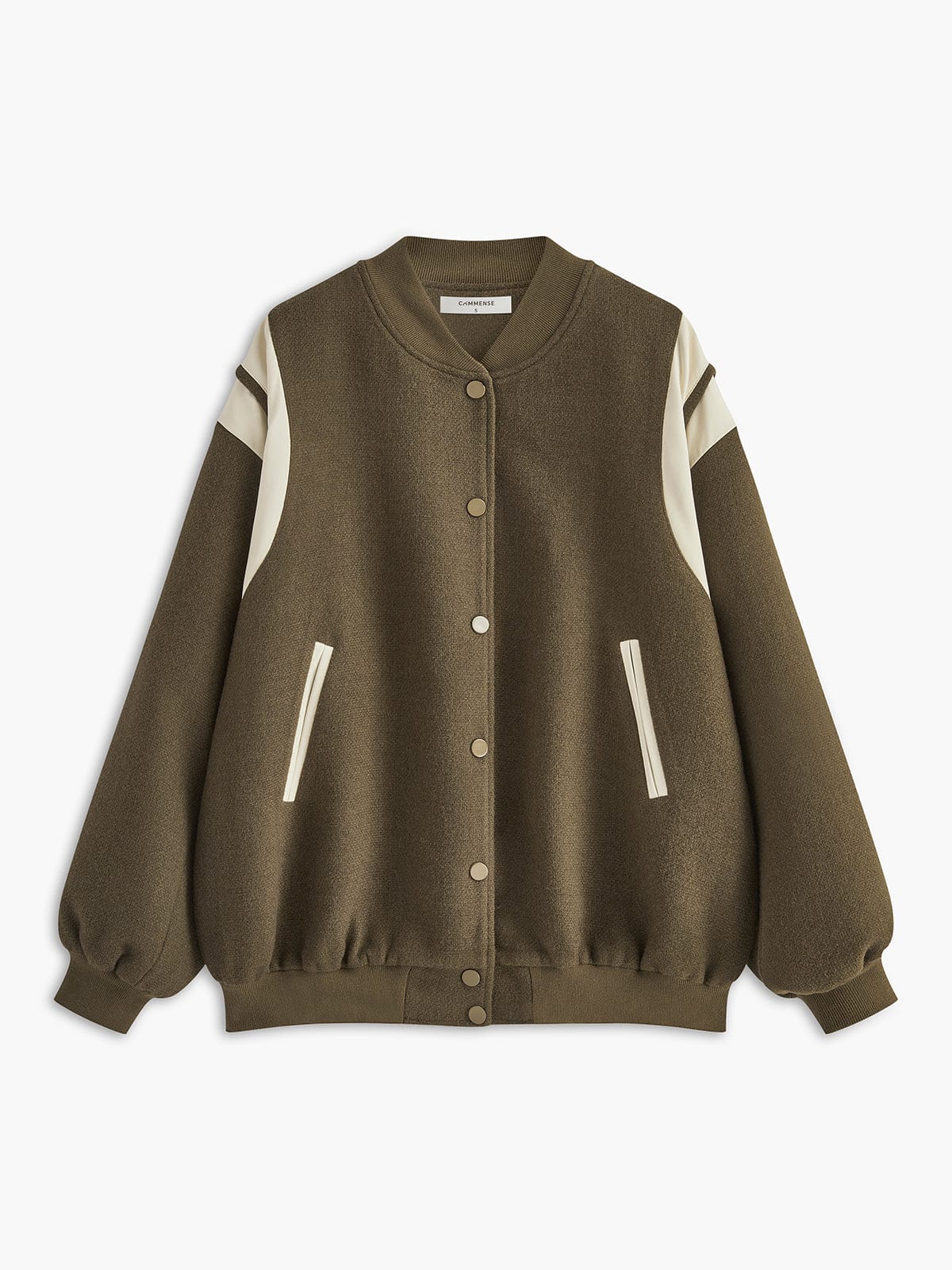 Blouson Varsity Retro Style Rayures et Côtes Élastiques