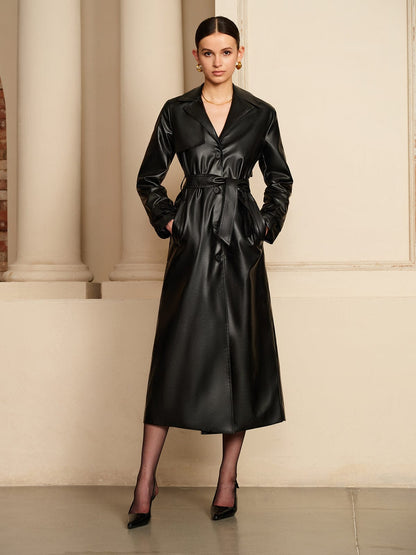 Trenchcoat Cuir Élégant et Chic pour Femme