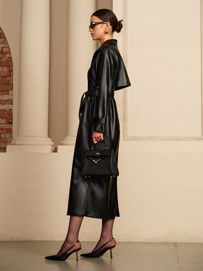 Trenchcoat Cuir Élégant et Chic pour Femme