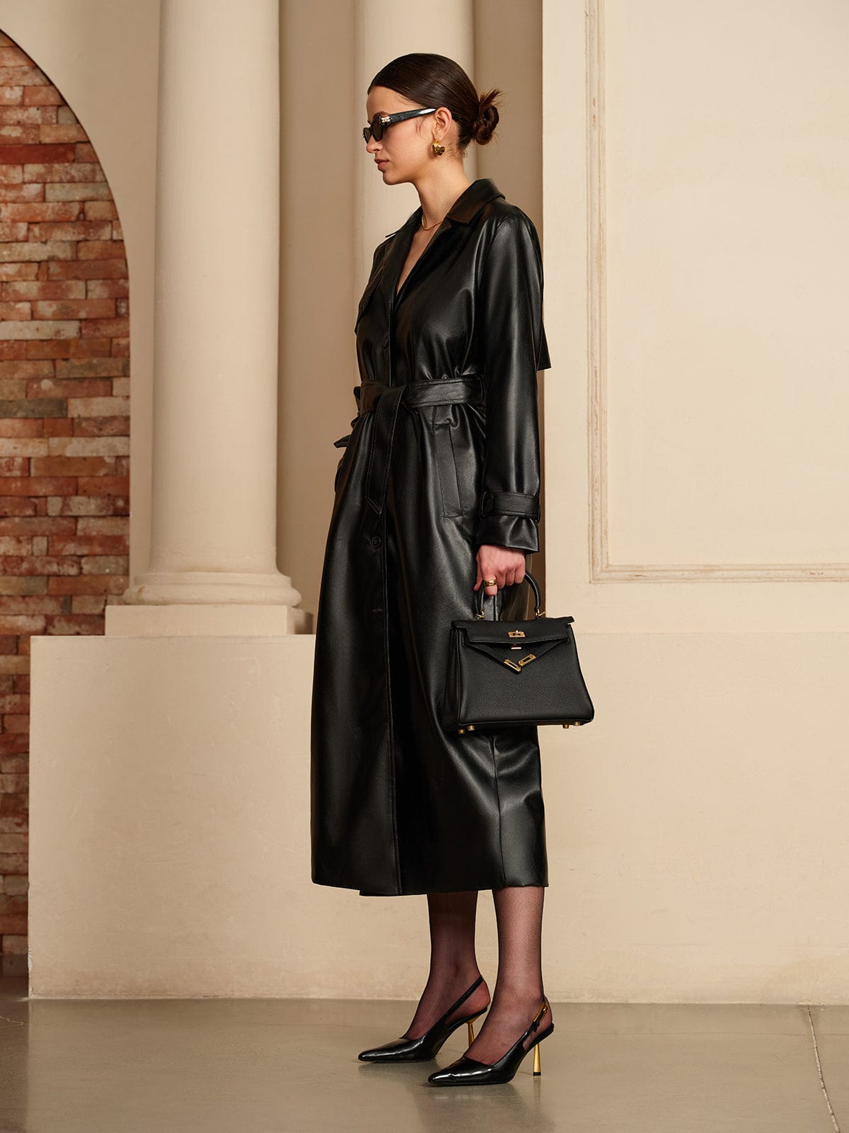 Trenchcoat Cuir Élégant et Chic pour Femme
