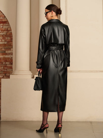 Trenchcoat Cuir Élégant et Chic pour Femme