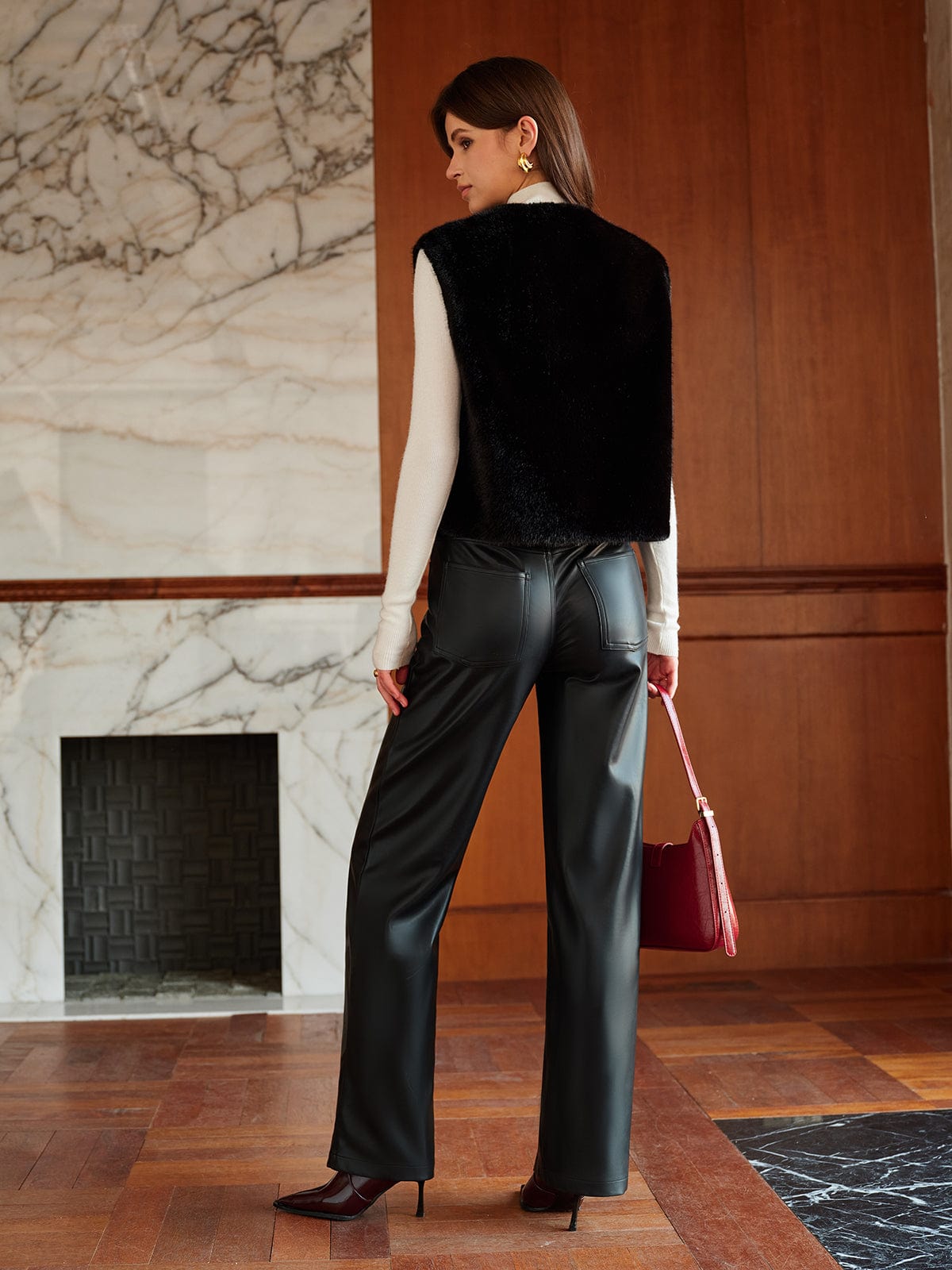 Gilet en fausse fourrure épais et chaud pour femme