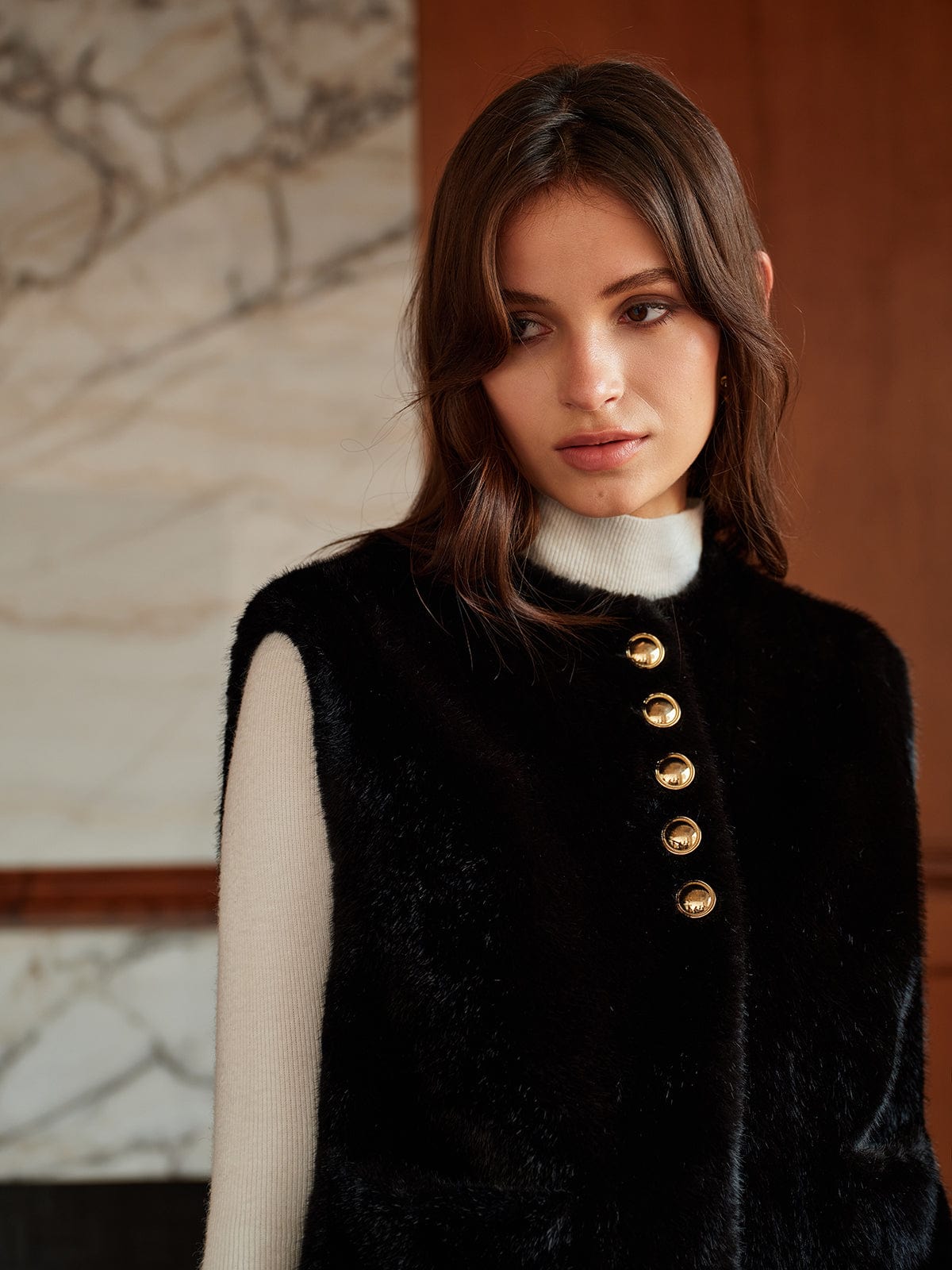 Gilet en fausse fourrure épais et chaud pour femme