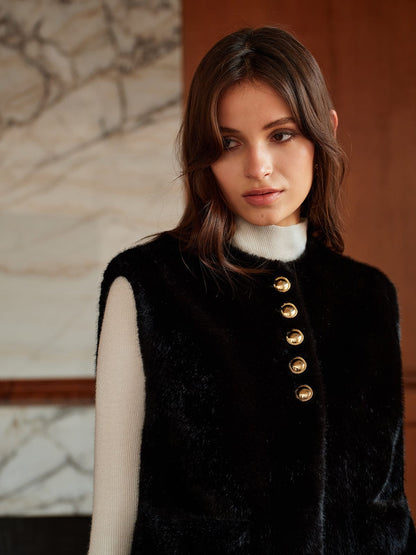 Gilet en fausse fourrure épais et chaud pour femme