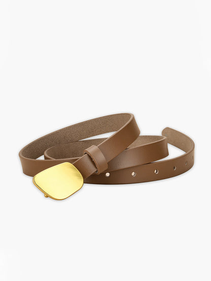 Ceinture en Cuir avec Boucle Or