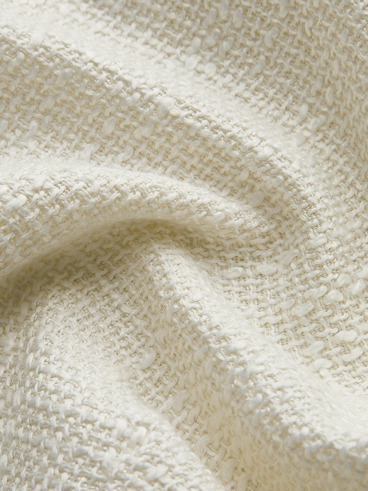 Blazer Tweed Blanc Élégant avec Nœud en Satin Noir