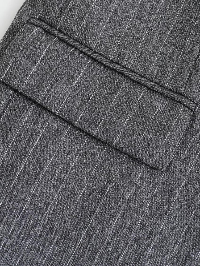 Blazer Femme Taille Grande Gris à Rayures Élégant