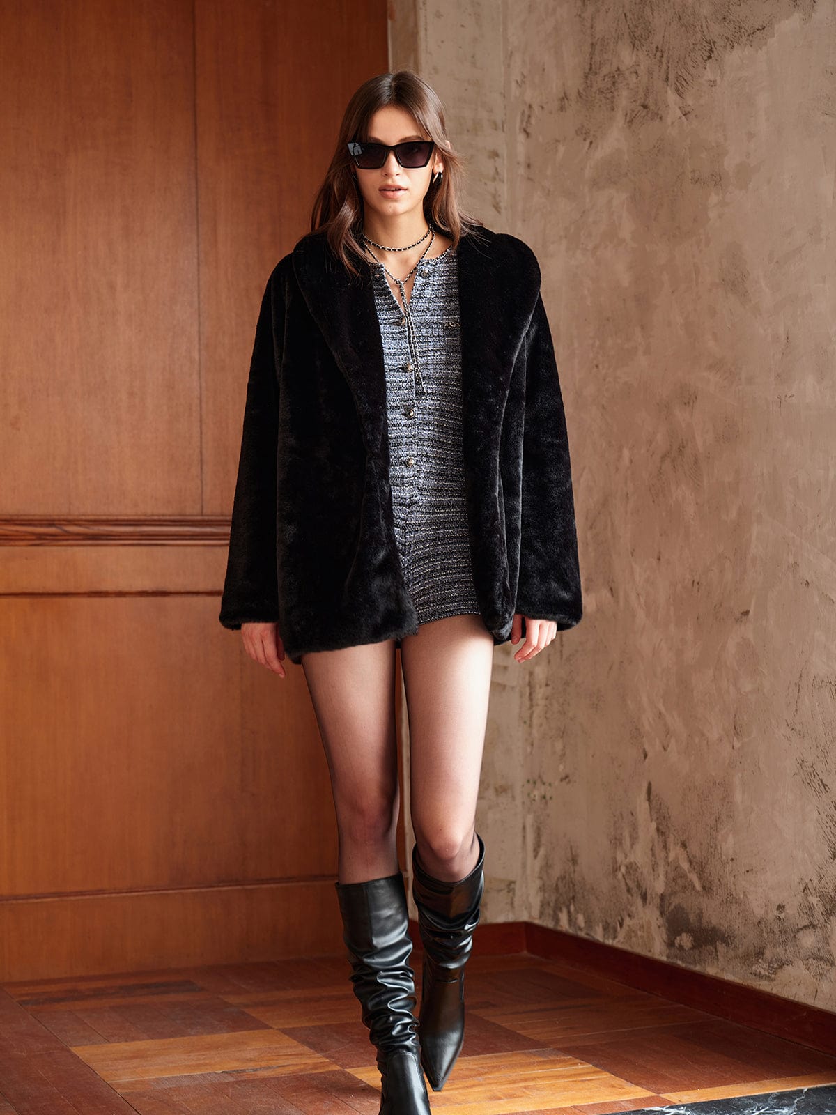 Manteau Fourrure Artificielle Élégant pour Femme Hiver