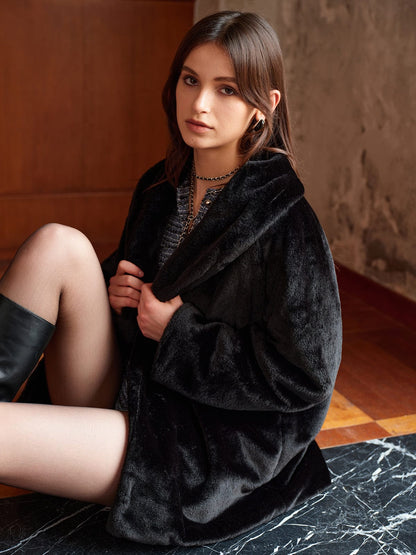 Manteau Fourrure Artificielle Élégant pour Femme Hiver