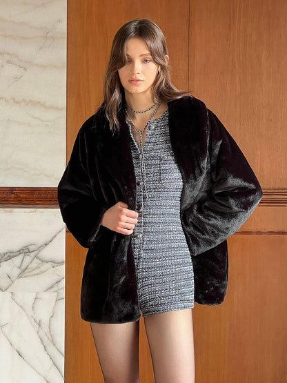 Manteau Fourrure Artificielle Élégant pour Femme Hiver