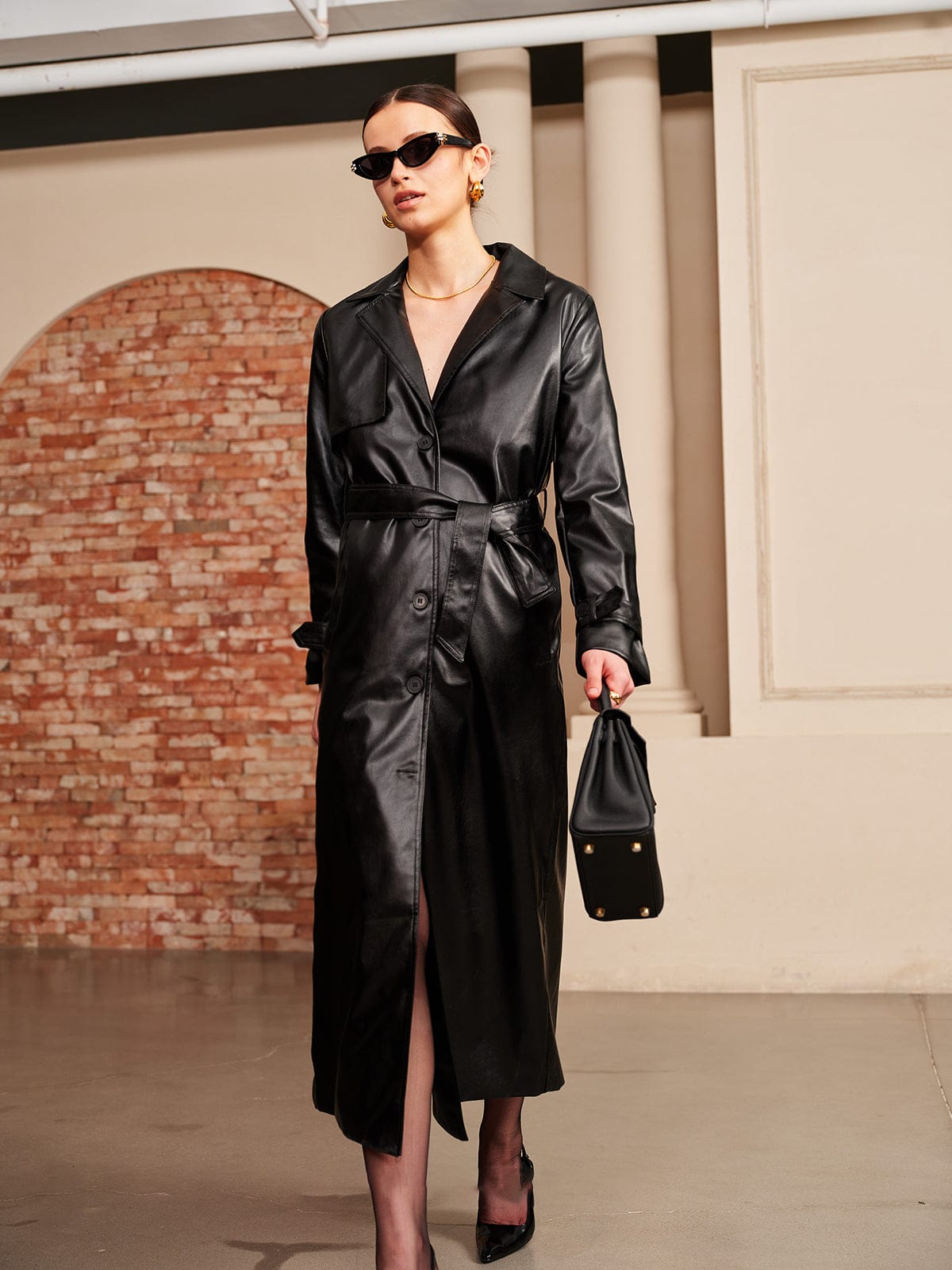 Trenchcoat Cuir Élégant et Chic pour Femme