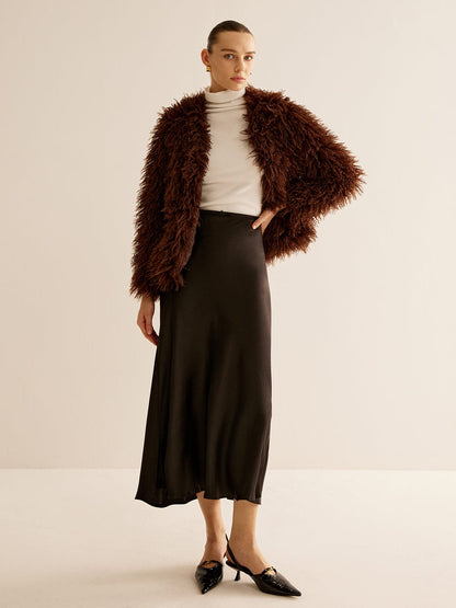 Veste en Simili Cuir Brun pour Printemps