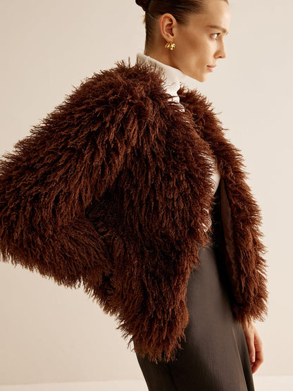 Veste en Simili Cuir Brun pour Printemps