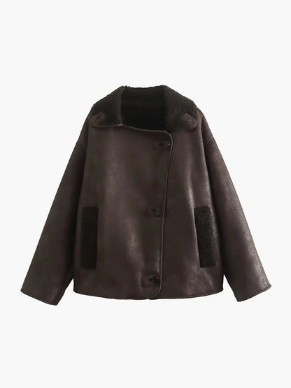Olivia | Revers Kunstleder Warme Jacke Zendoo.de