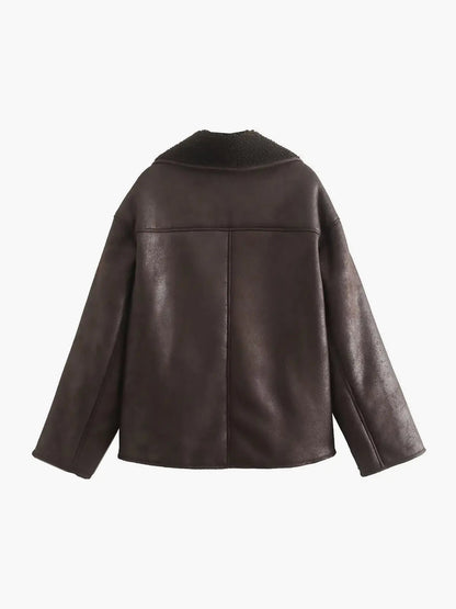 Olivia | Revers Kunstleder Warme Jacke Zendoo.de