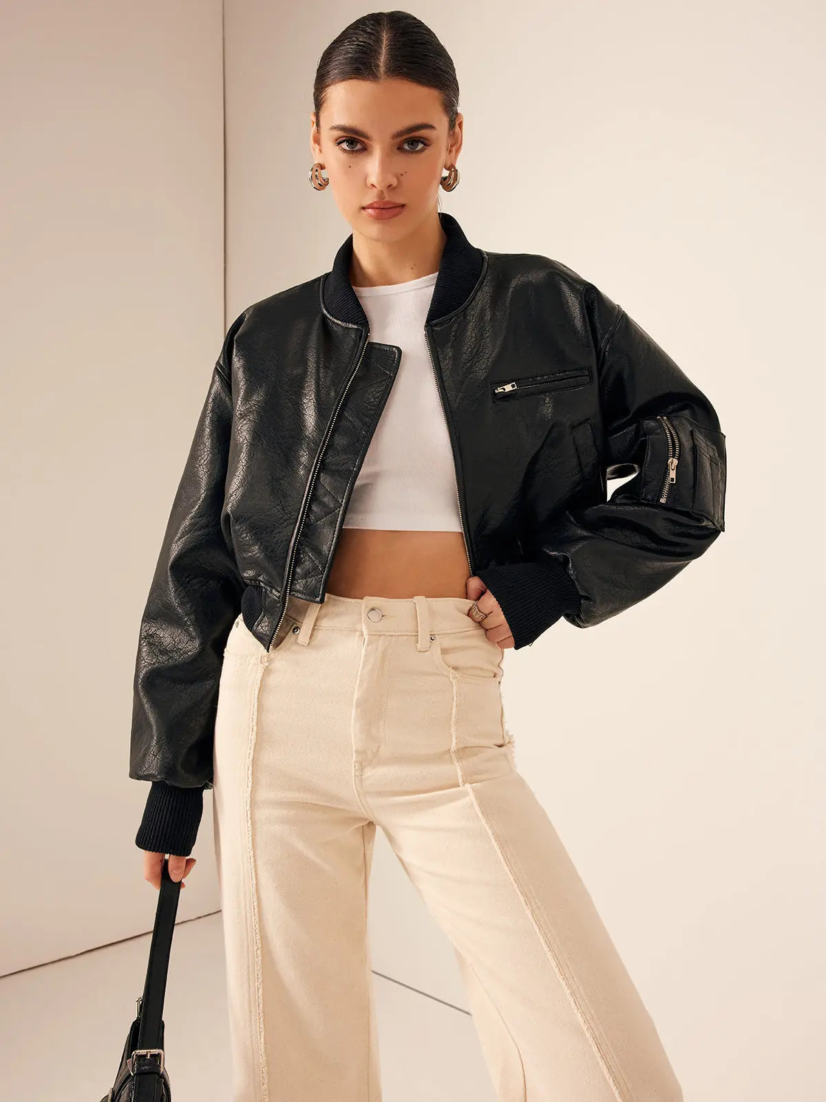 Blouson Cuir Synthétique Noir Féminin - BerlinGlamour