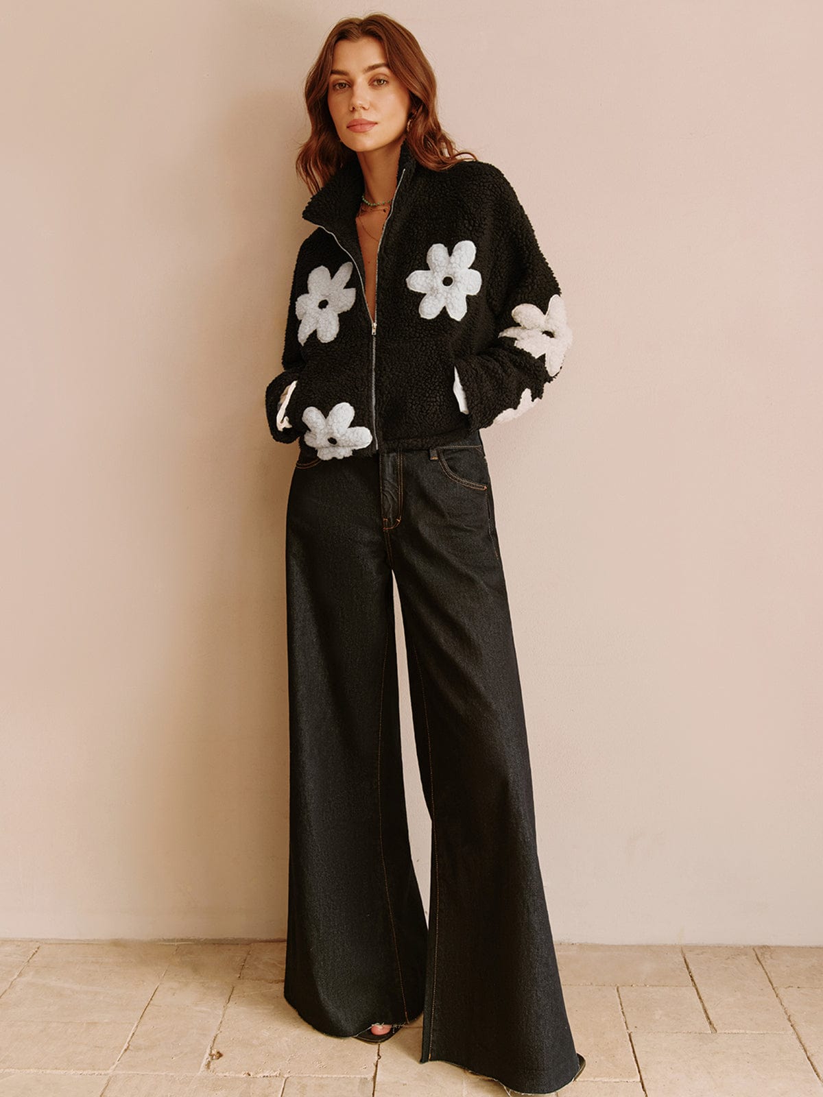 Veste en Jean Fleuri Pour Femme Printemps
