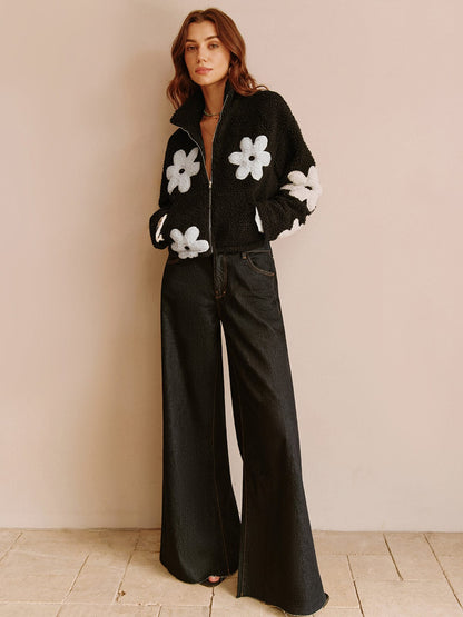 Veste en Jean Fleuri Pour Femme Printemps