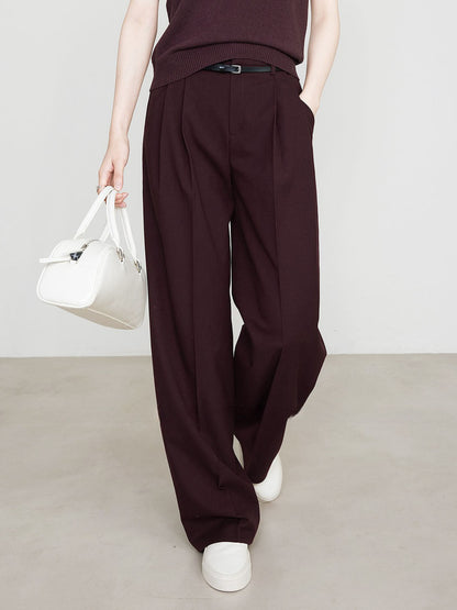 Pantalon Chino Femme Rouge Bourgogne Taille Élégante