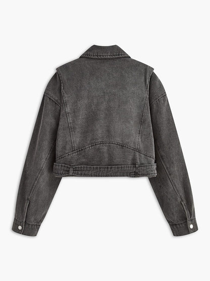 Veste en denim noir féminine tendance