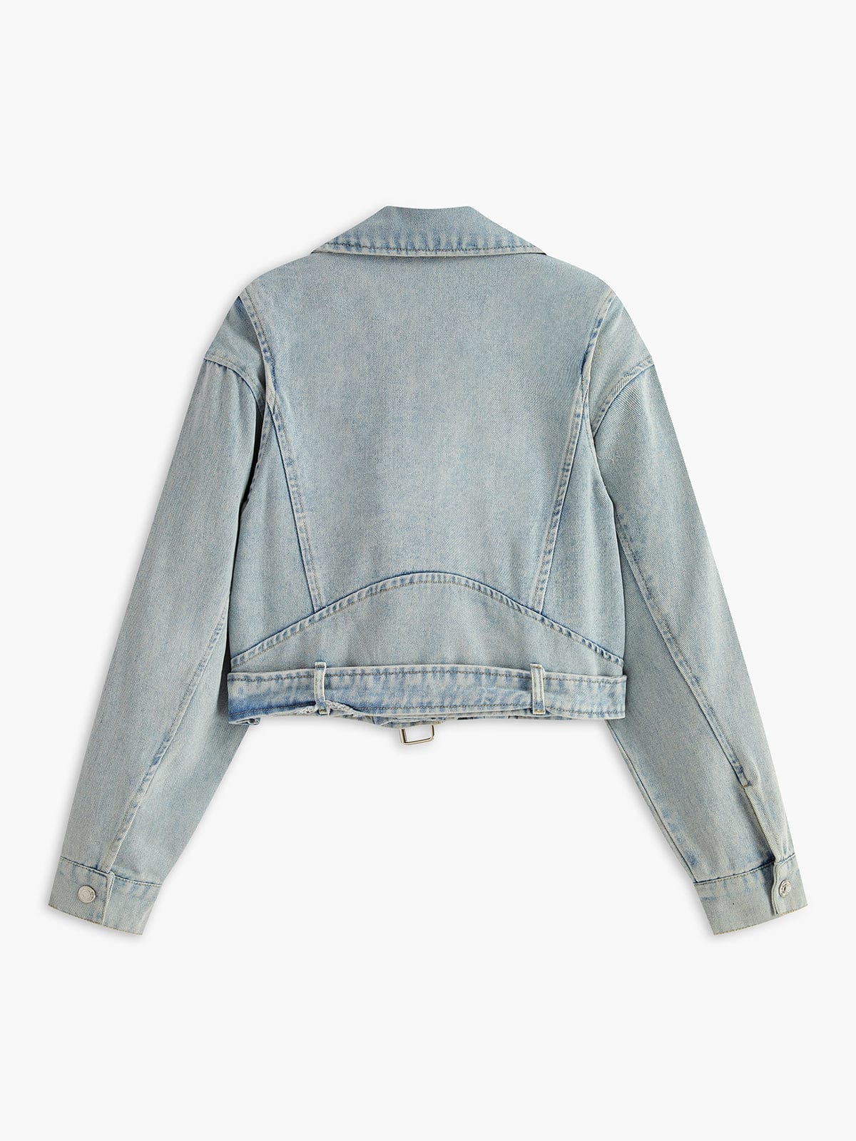 Blouson jean déchiré femme style biker tendance