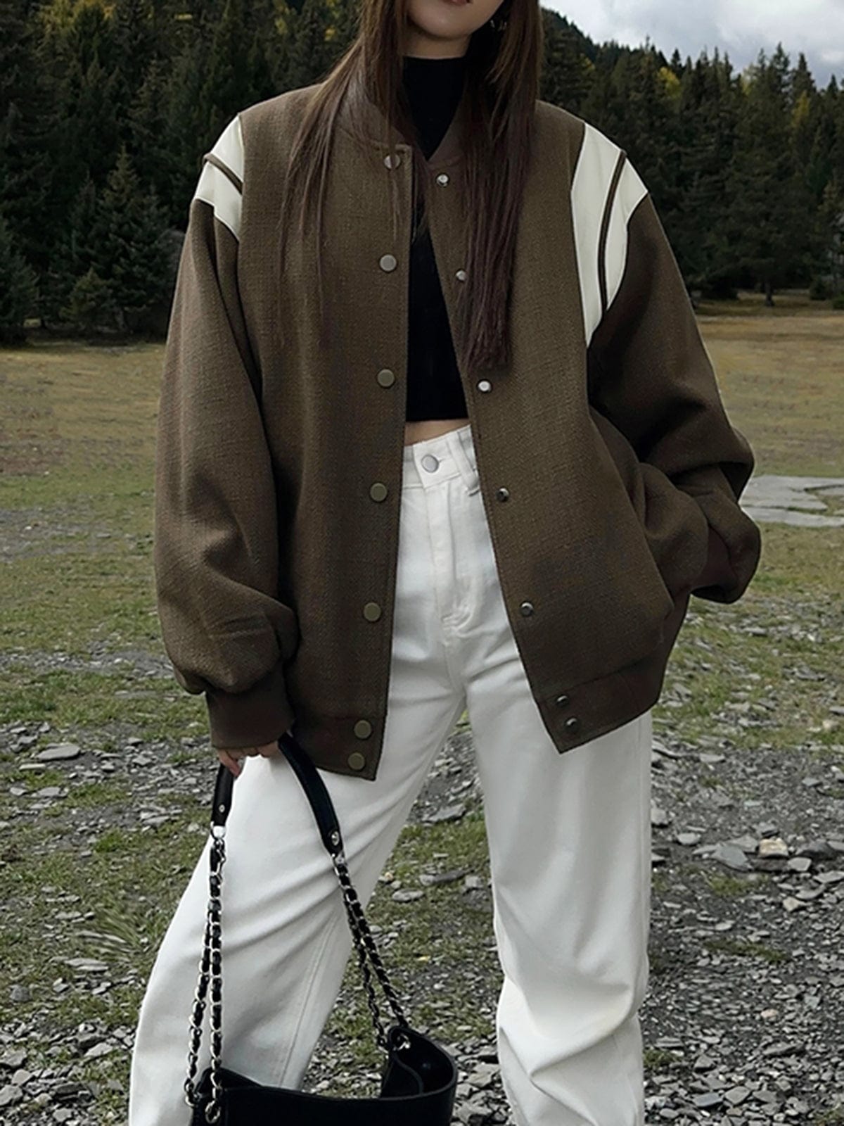 Blouson Varsity Retro Style Rayures et Côtes Élastiques - BerlinGlamour