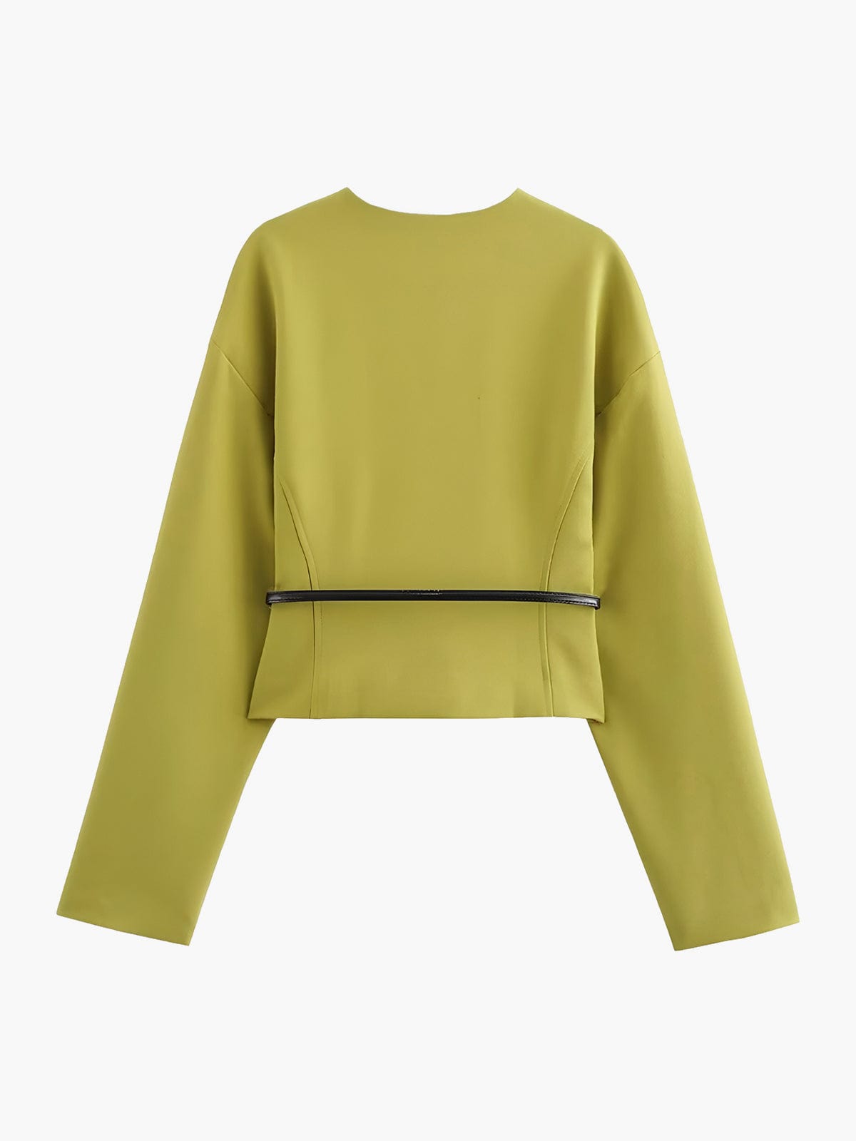 Blazer Femme V Décolleté Élégant avec Ceinture Fine
