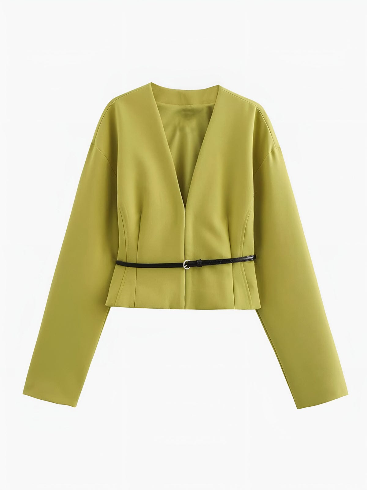 Blazer Femme V Décolleté Élégant avec Ceinture Fine - BerlinGlamour