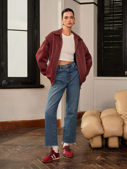 Veste bordeaux sport chic femme