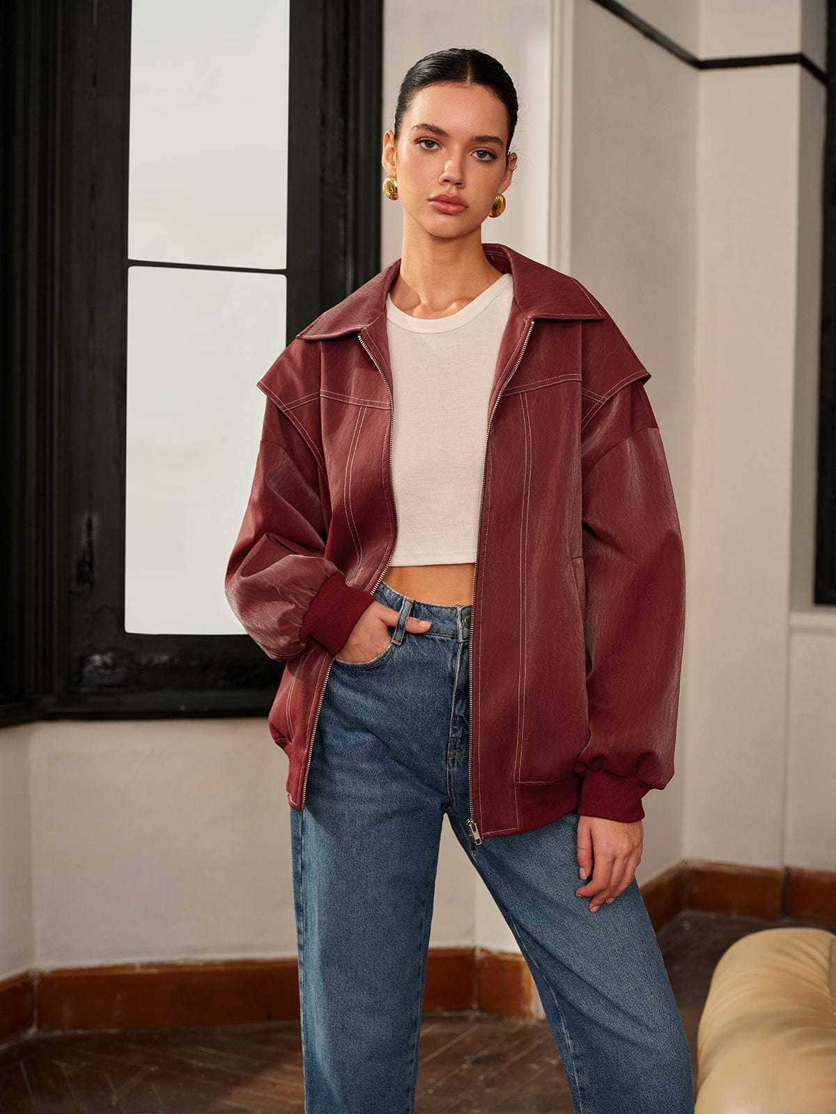 Veste bordeaux sport chic femme - BerlinGlamour