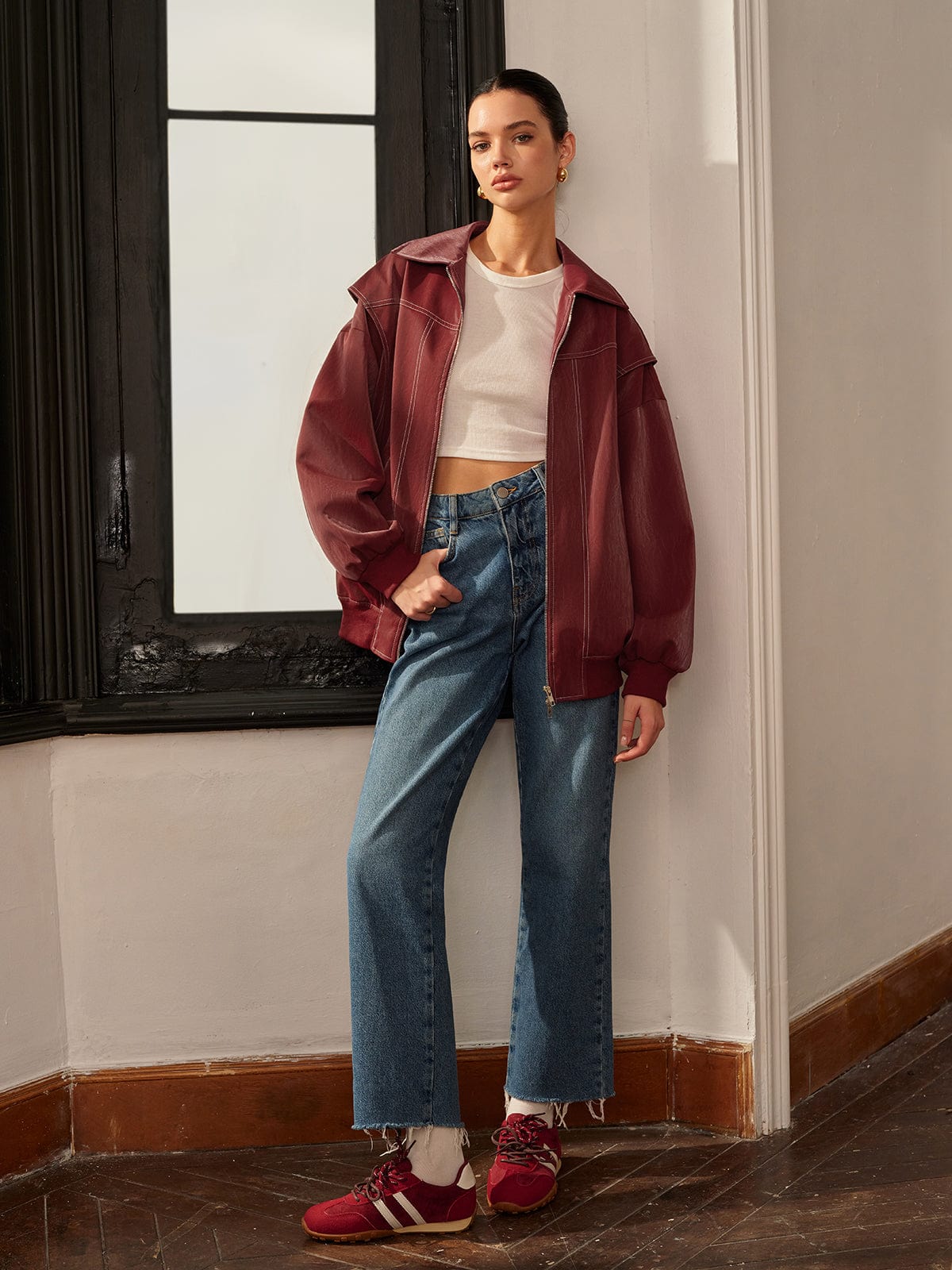 Veste bordeaux sport chic femme