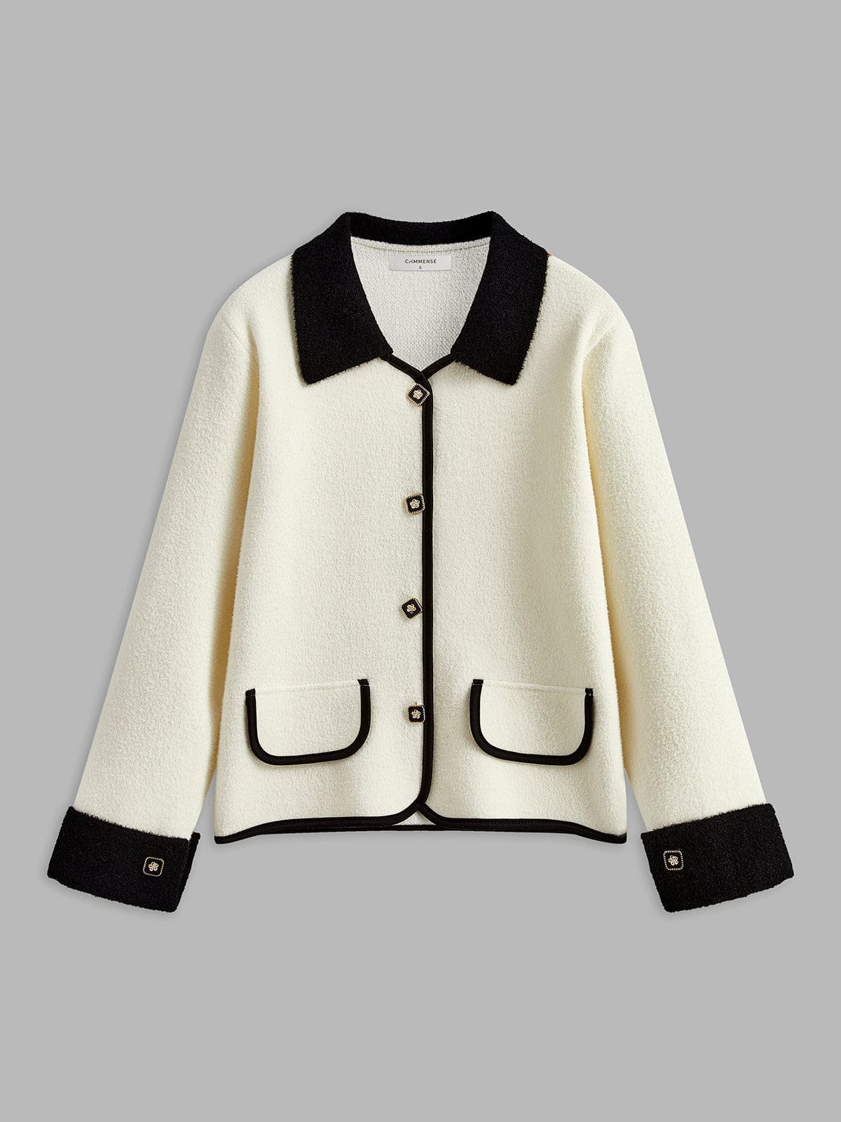 Veste Blazer Contraste Blanc Noir Élégante - BerlinGlamour