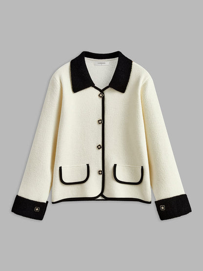 Veste Blazer Contraste Blanc Noir Élégante - BerlinGlamour