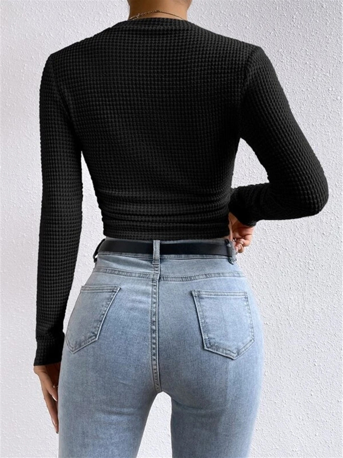 Top Femelle Manches Longues Maille Élastique