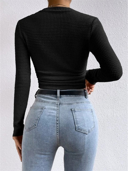 Top Femelle Manches Longues Maille Élastique