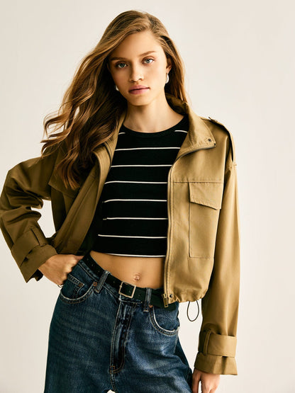 Veste denim court femme décontractée et tendance