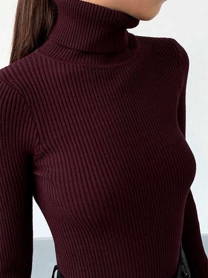 Top Femme Minimaliste Col Roulé Slim