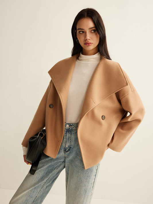 Manteau Croisé Court en Laine Élégant - BerlinGlamour