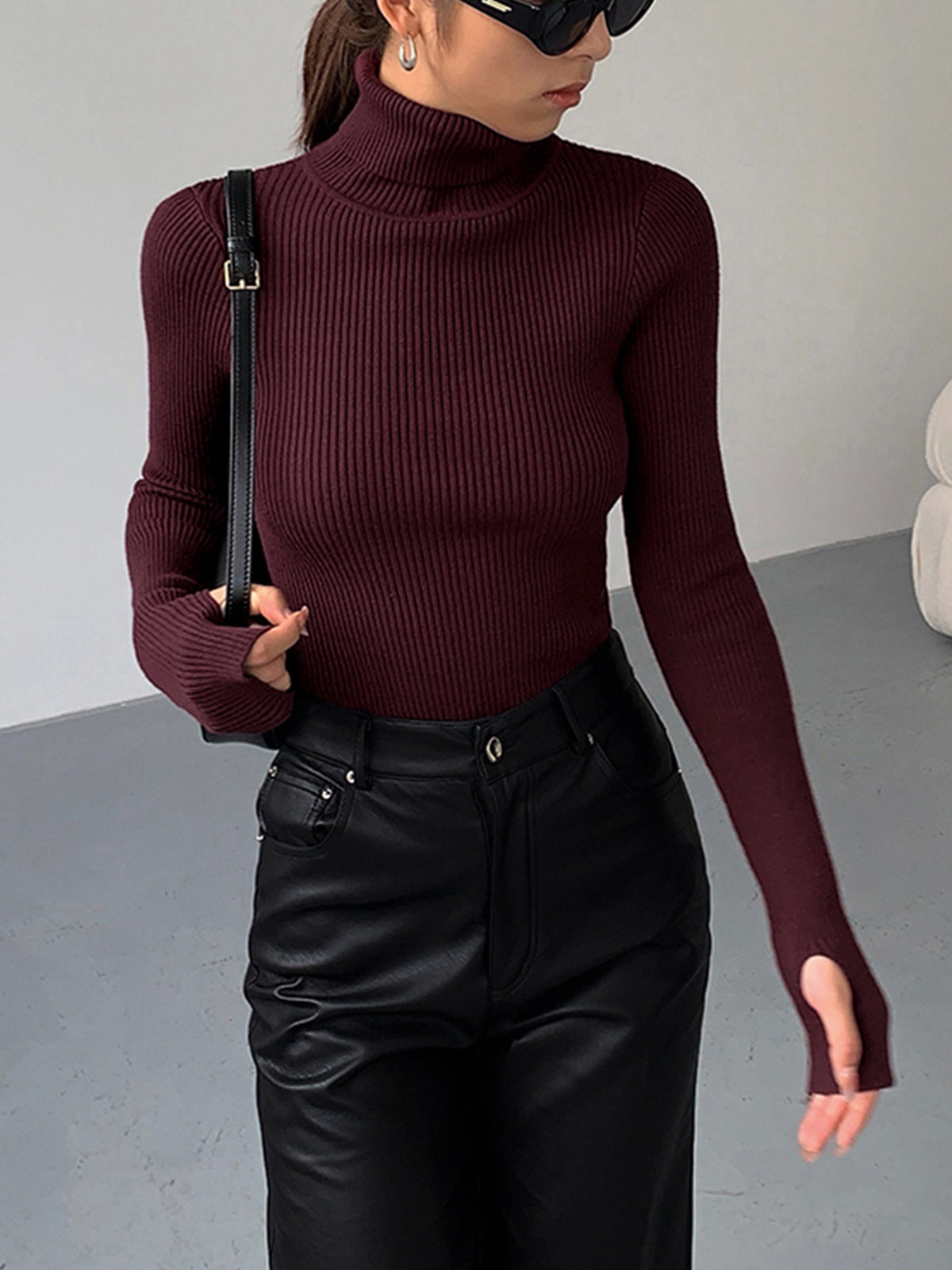 Pull Femme Col Roulé Décontracté Printemps