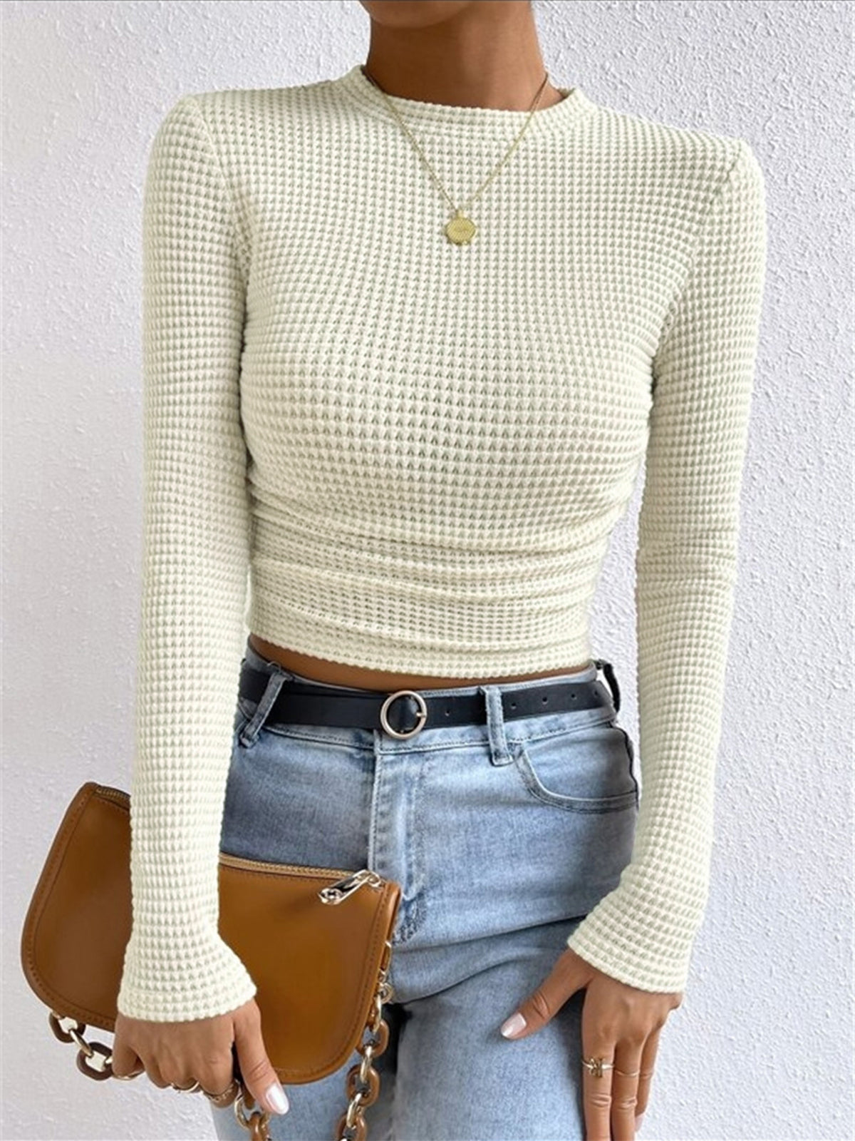 Top Femelle Manches Longues Maille Élastique - BerlinGlamour