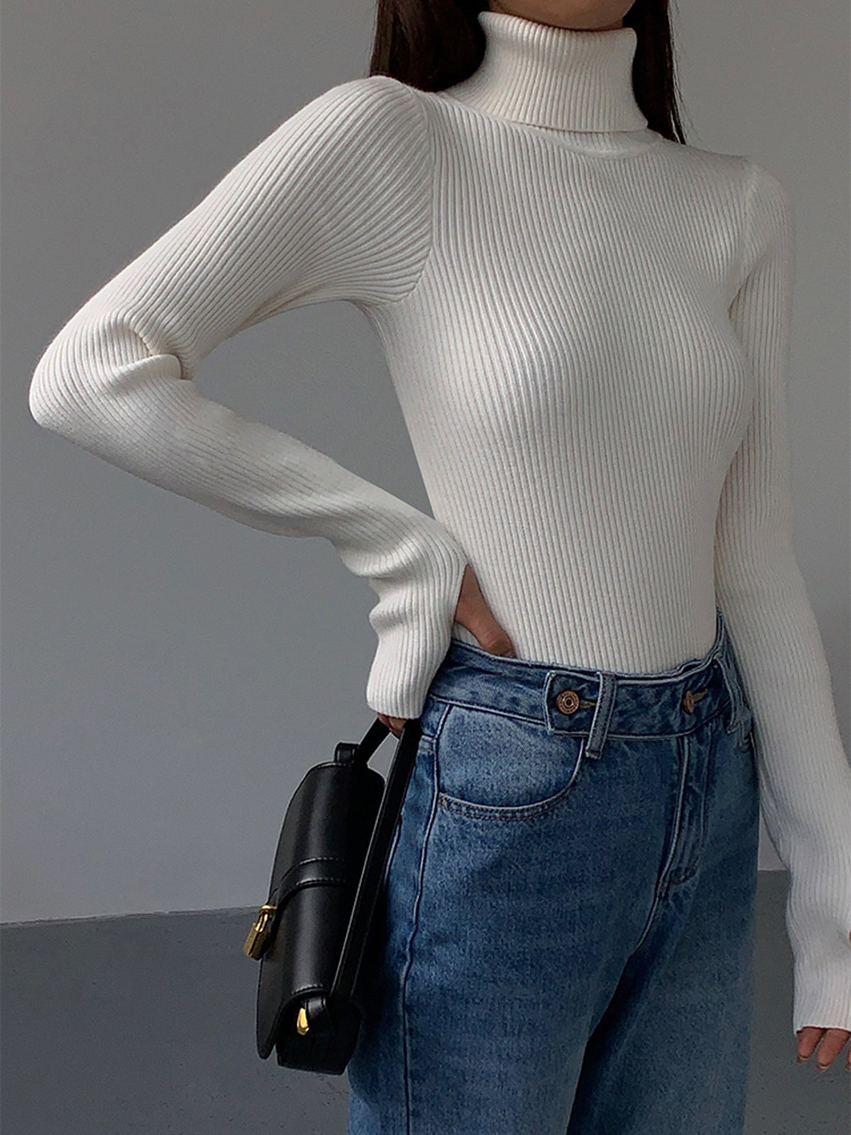 Pull Femme Col Roulé Décontracté Printemps