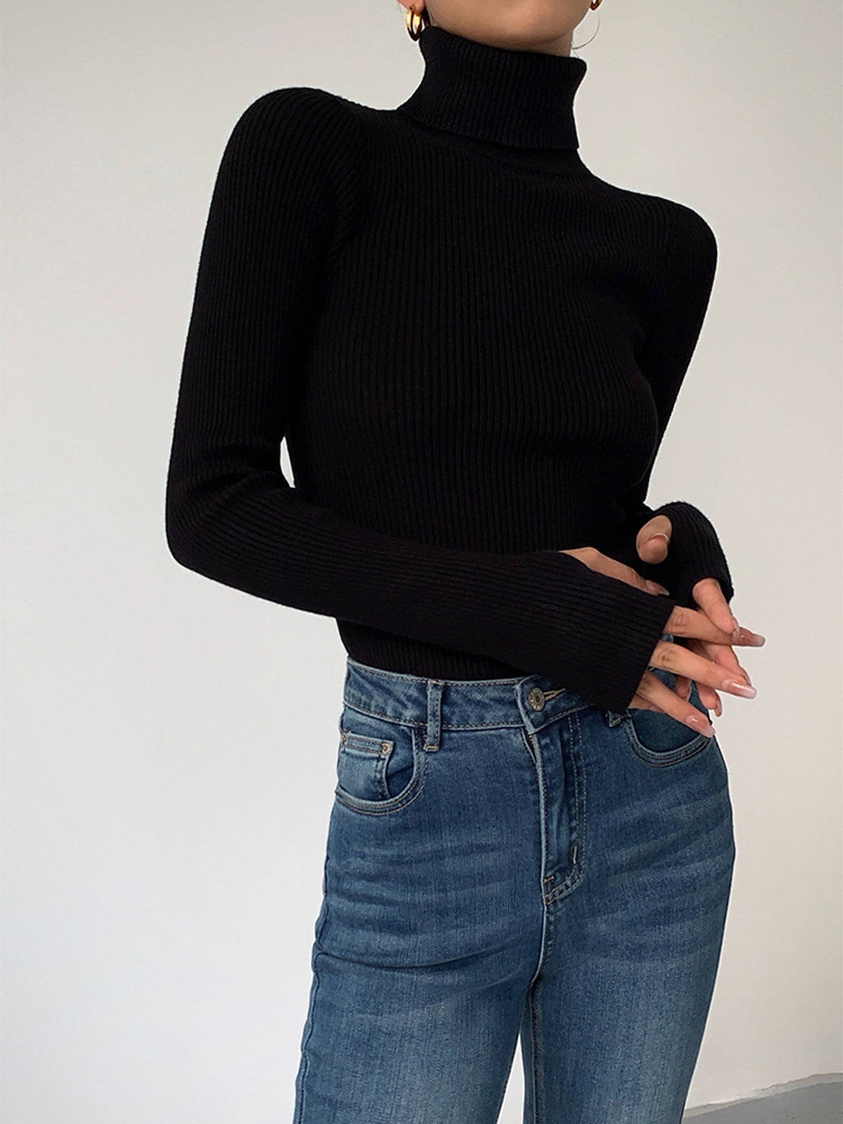 Pull Femme Col Roulé Décontracté Printemps