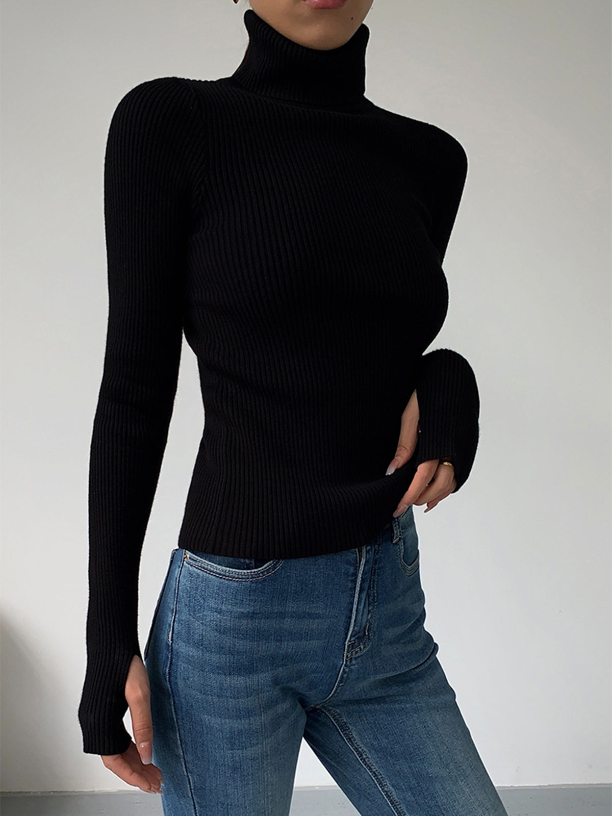 Top Femme Minimaliste Col Roulé Slim