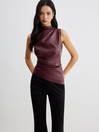 Top Femme Débardeur Col Montant Élégant