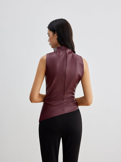 Top Femme Débardeur Col Montant Élégant