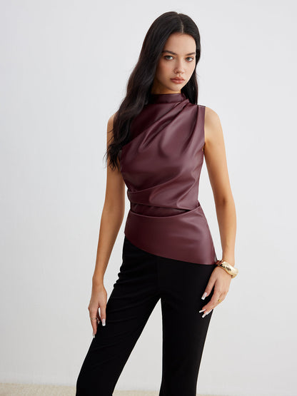 Top Femme Débardeur Col Montant Élégant