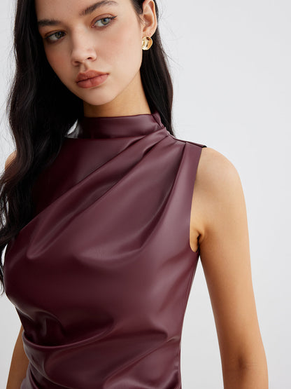 Débardeur Femme Simili Cuir Élégant