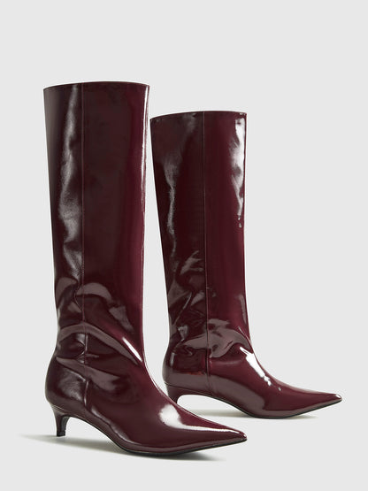 Bottines Knie-Hautes Confortables en Cuir