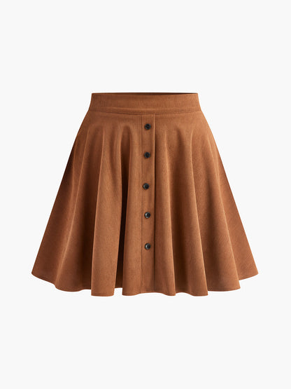 Jupe Femme Élastique avec Boutons Décontractée
